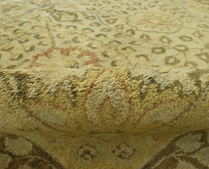 Traditional Style Gold Hand Tufted Wool Area Rug.