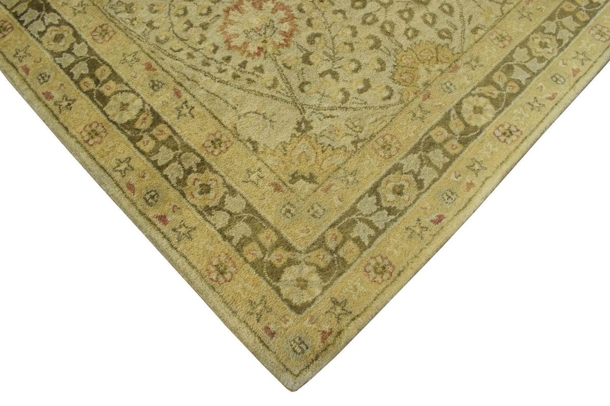 Traditional Style Gold Hand Tufted Wool Area Rug.