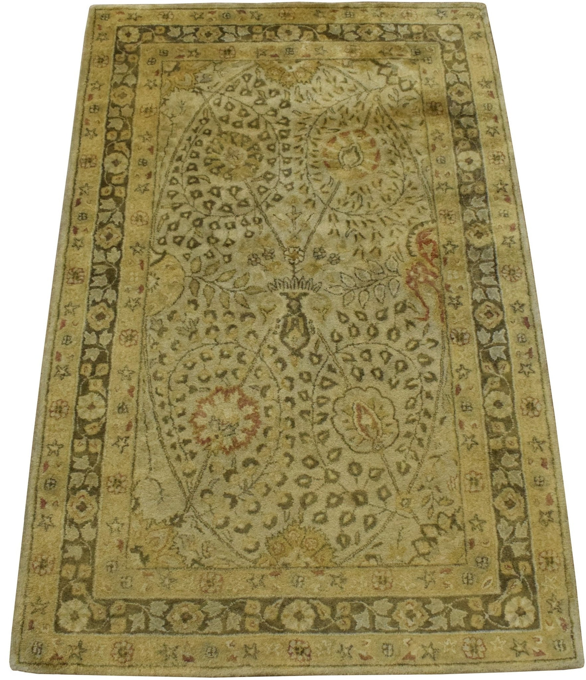 Traditional Style Gold Hand Tufted Wool Area Rug.