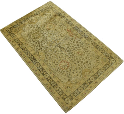 Traditional Style Gold Hand Tufted Wool Area Rug.