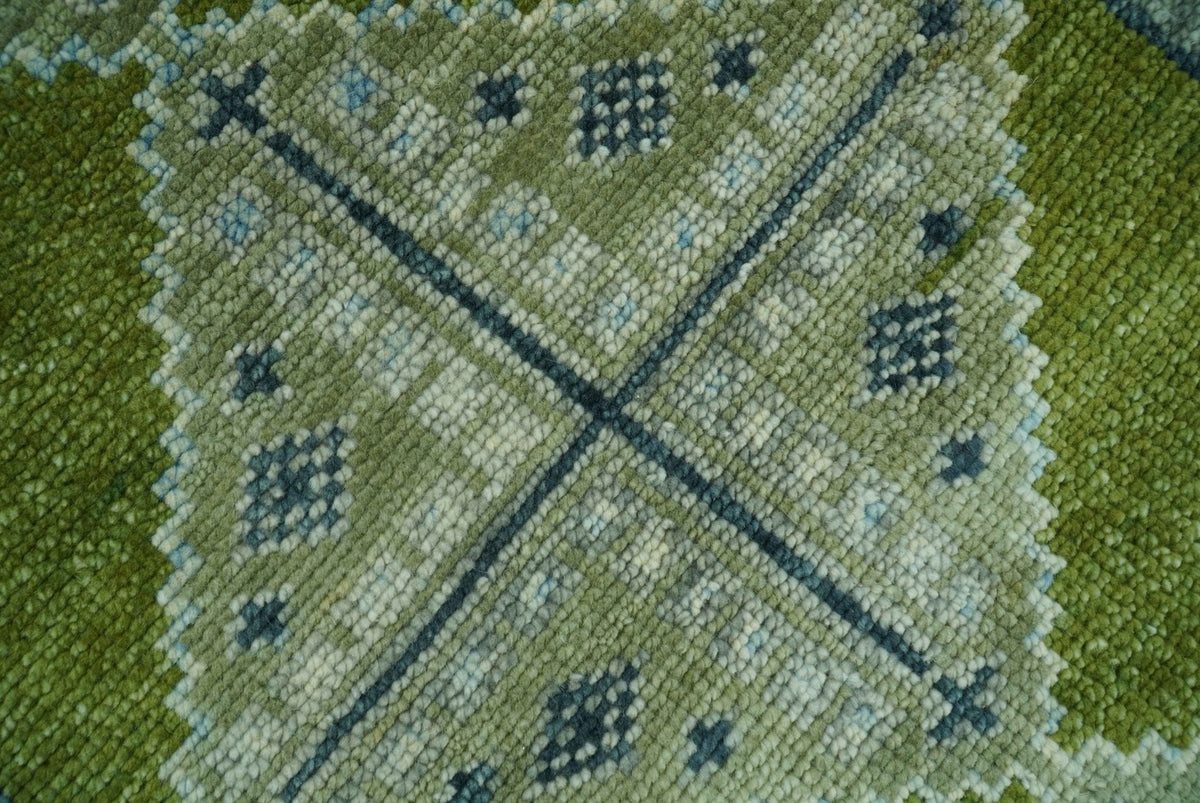 Made to Order Runner Traditional Heriz Green And Gray Hand Knotted Wool Rug.