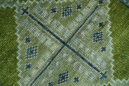 Made to Order Runner Traditional Heriz Green And Gray Hand Knotted Wool Rug.
