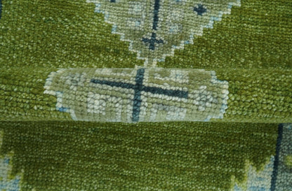 Made to Order Runner Traditional Heriz Green And Gray Hand Knotted Wool Rug.