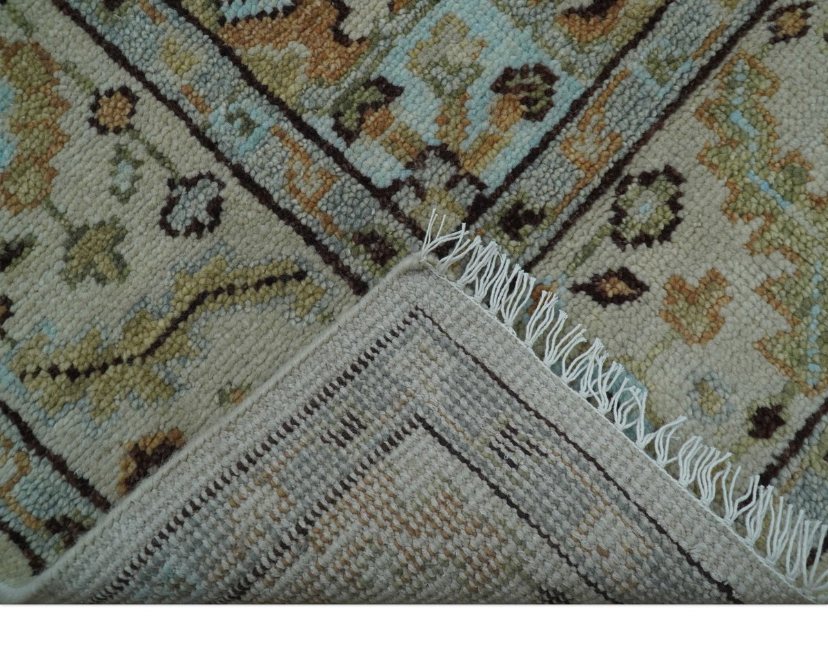 Made to Order Traditional Turkish Design Beige And Blue Wool Rug.
