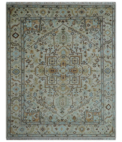 Made to Order Traditional Turkish Design Beige And Blue Wool Rug.