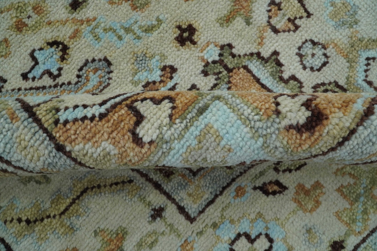 Made to Order Traditional Turkish Design Beige And Blue Wool Rug.