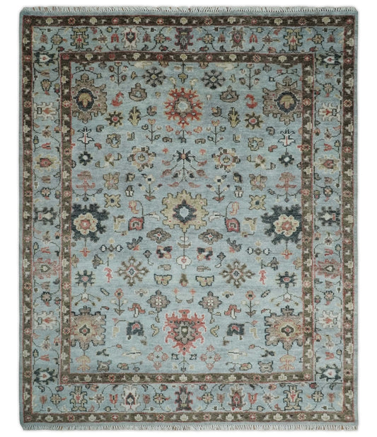Made to Order Wool Traditional Silver and Olive  Hand knotted Oushak Area Rug.