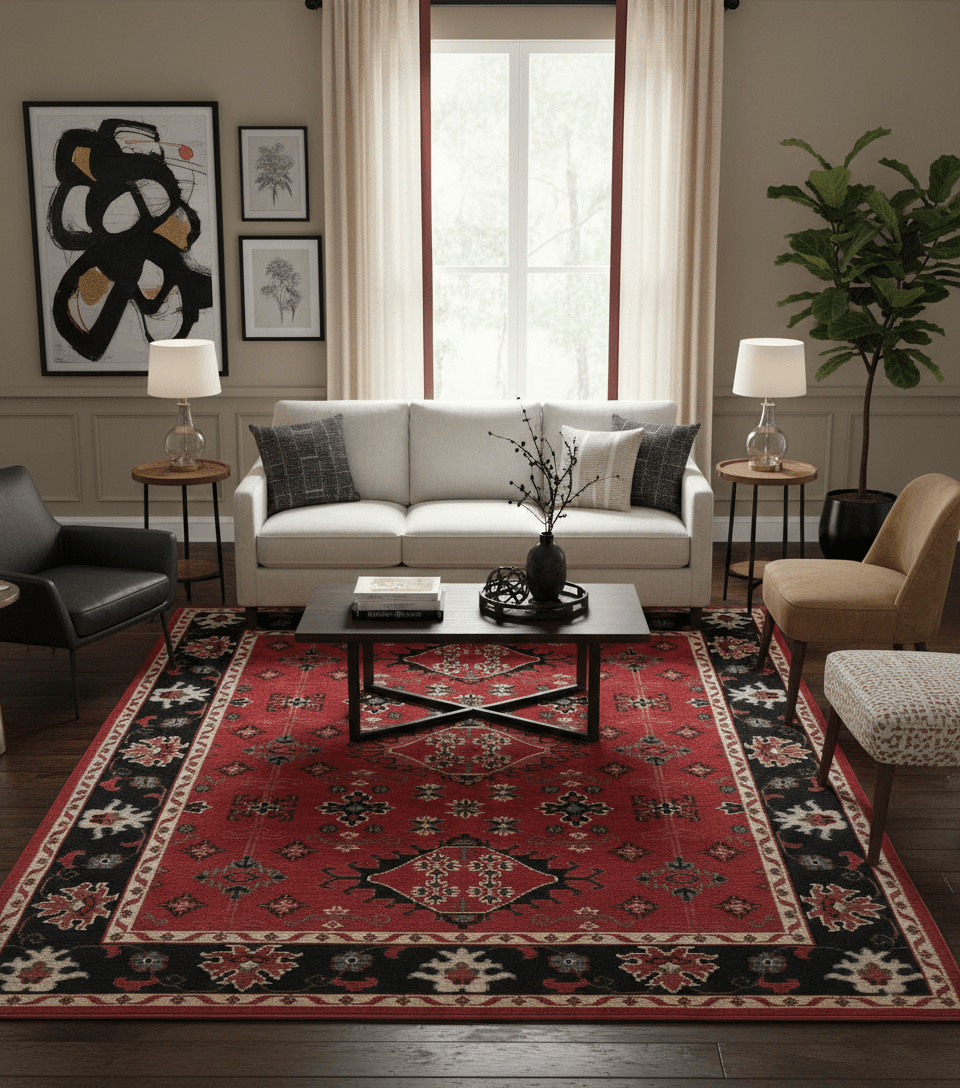 Maroon and Black Traditional Oriental Hand Knotted Custom Made wool Area Rug.