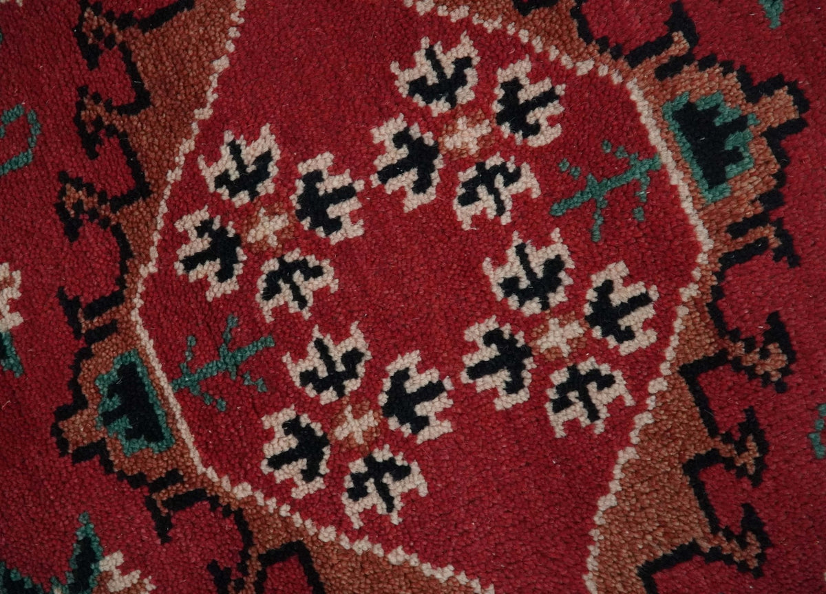 Maroon and Black Traditional Oriental Hand Knotted Custom Made wool Area Rug.