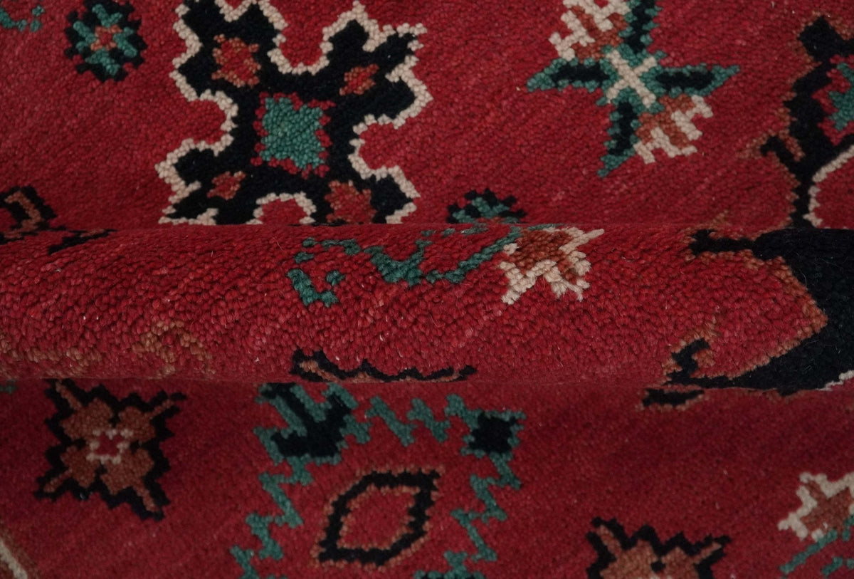 Maroon and Black Traditional Oriental Hand Knotted Custom Made wool Area Rug.