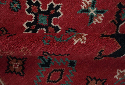 Maroon and Black Traditional Oriental Hand Knotted Custom Made wool Area Rug.
