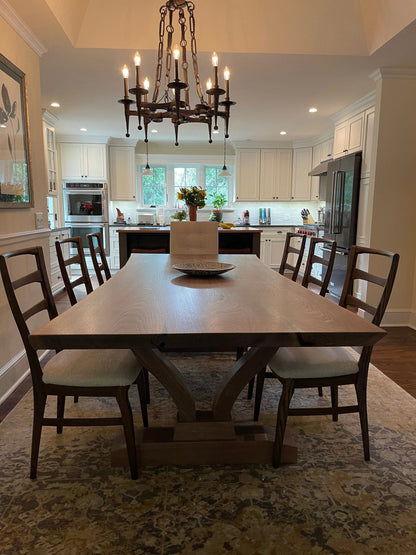 Dark wood pedestal online table