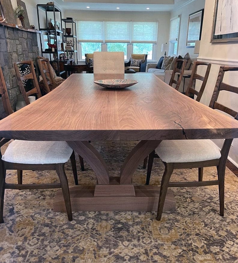 The Carpentry Shop Co., LLC MATCHBOOK BLACK WALNUT WOOD DINING TABLE Exotic Solid Wood Dining Table High End Artisan Made