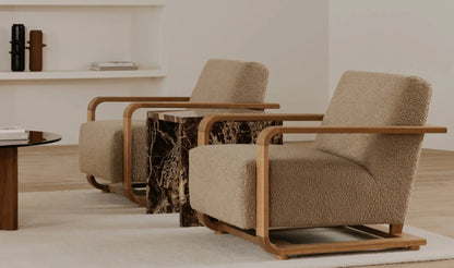 Eckersley Lounge Chair Beige Faux Shearling