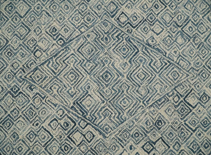 Mid Century Modern Hand Tufted 2x3, 3x5, 5x8, 6x9, 8x10 and 9x12 Woolen Beige and Blue Area Rug | MIR1.