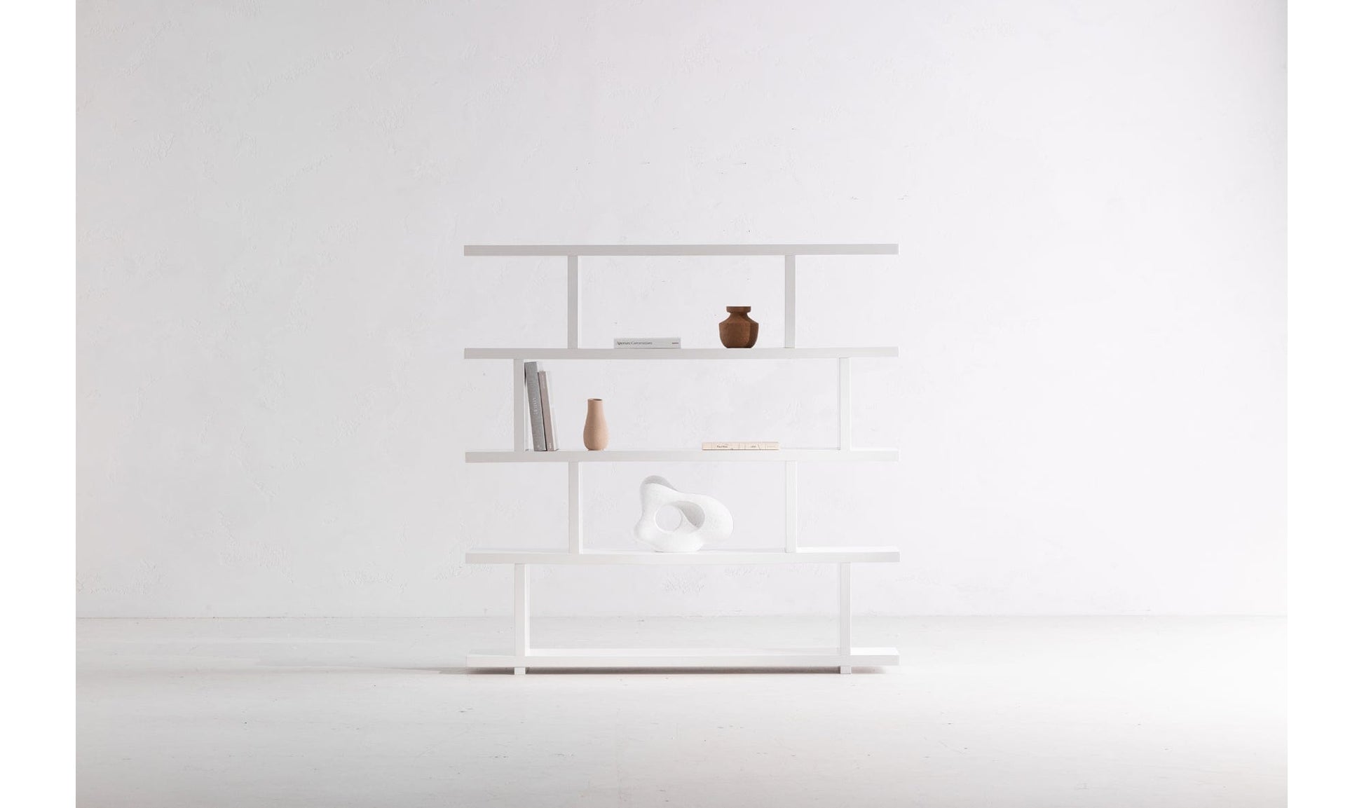 Moe's Large / Painted White MIRI SHELF Organic Bookshelf Slab with Glass Shelves