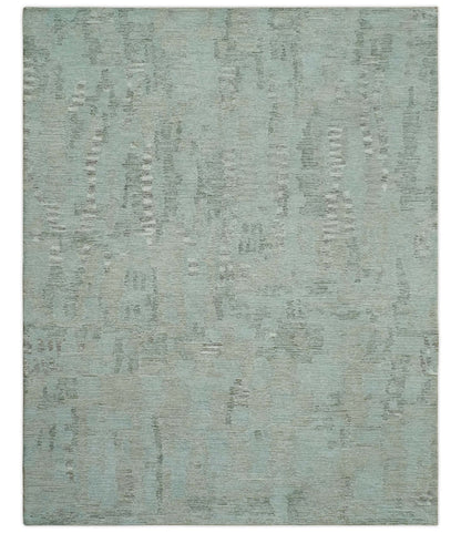 Modern Abstract Teal, Olive and Ivory Hand Tufted Multi Size wool area rug.