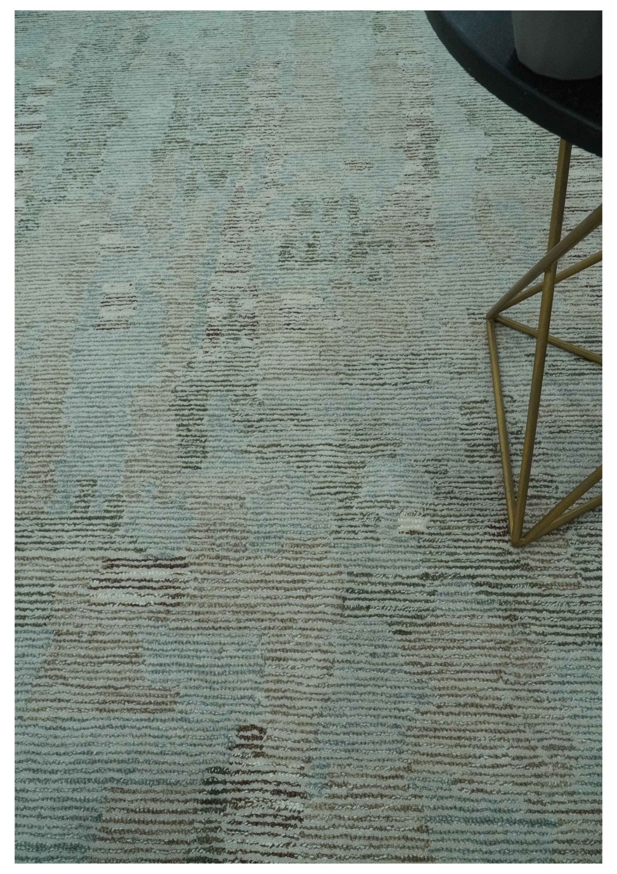 Modern Abstract Teal, Olive and Ivory Hand Tufted Multi Size wool area rug.