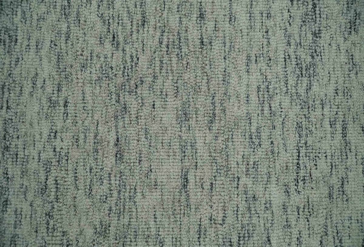 Modern Beige and Charcoal Solid Shaded Hand Tufted Natural Wool Area Rug.