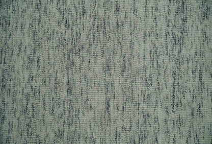 Modern Beige and Charcoal Solid Shaded Hand Tufted Natural Wool Area Rug.
