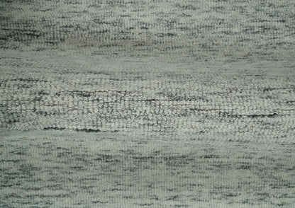 Modern Beige and Charcoal Solid Shaded Hand Tufted Natural Wool Area Rug.