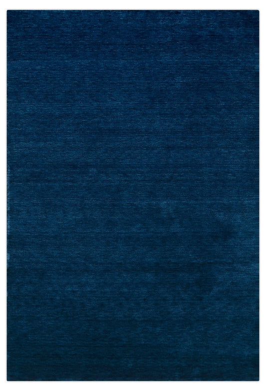 Terrain Modern Blue Solid Design Hand Loomed Wool Area Rug.