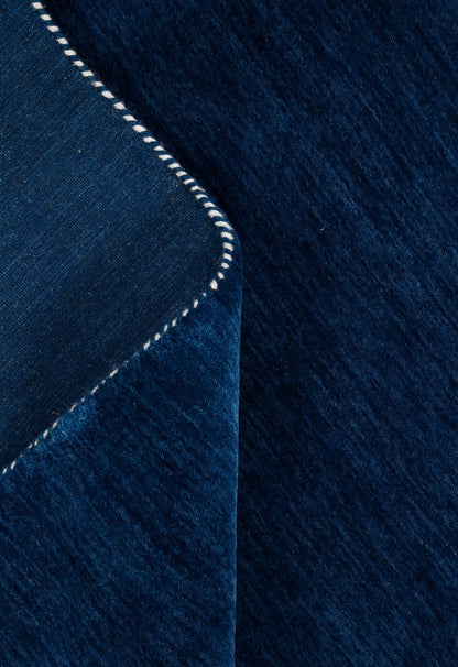 Terrain Modern Blue Solid Design Hand Loomed Wool Area Rug.
