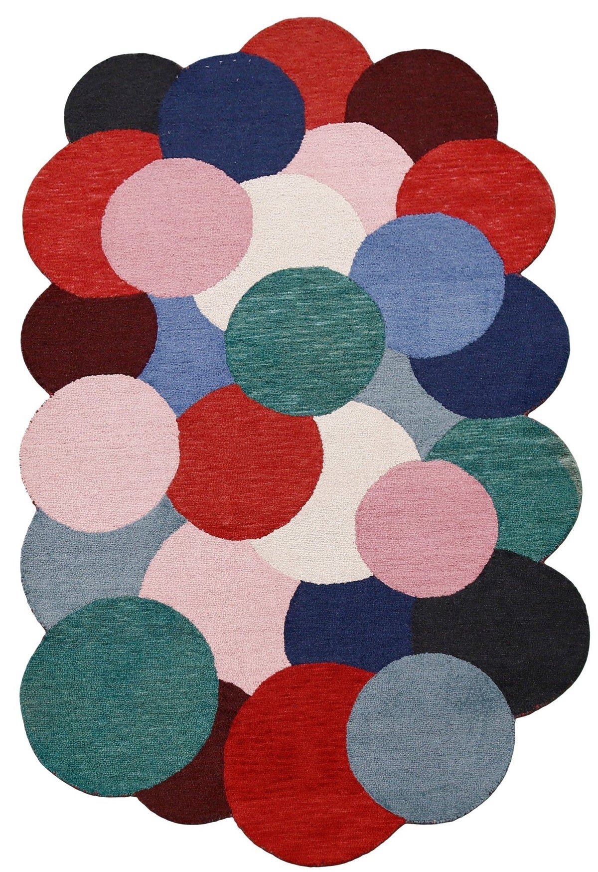 Modern Bubbles Design Multicolor Hand Tufted 5x8 Wool Rug.