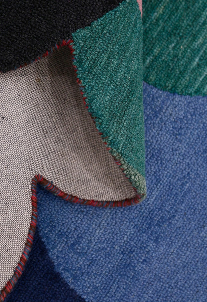 Modern Bubbles Design Multicolor Hand Tufted 5x8 Wool Rug.