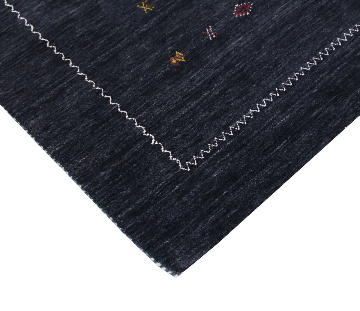Modern Charcoal And White Hand Loomed Wool Area Rug.