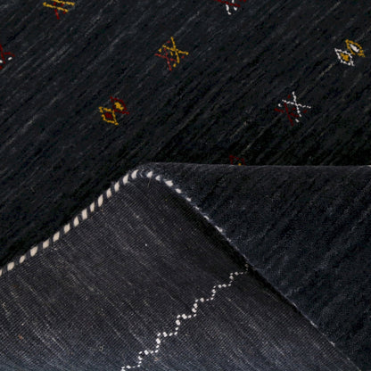 Modern Charcoal And White Hand Loomed Wool Area Rug.
