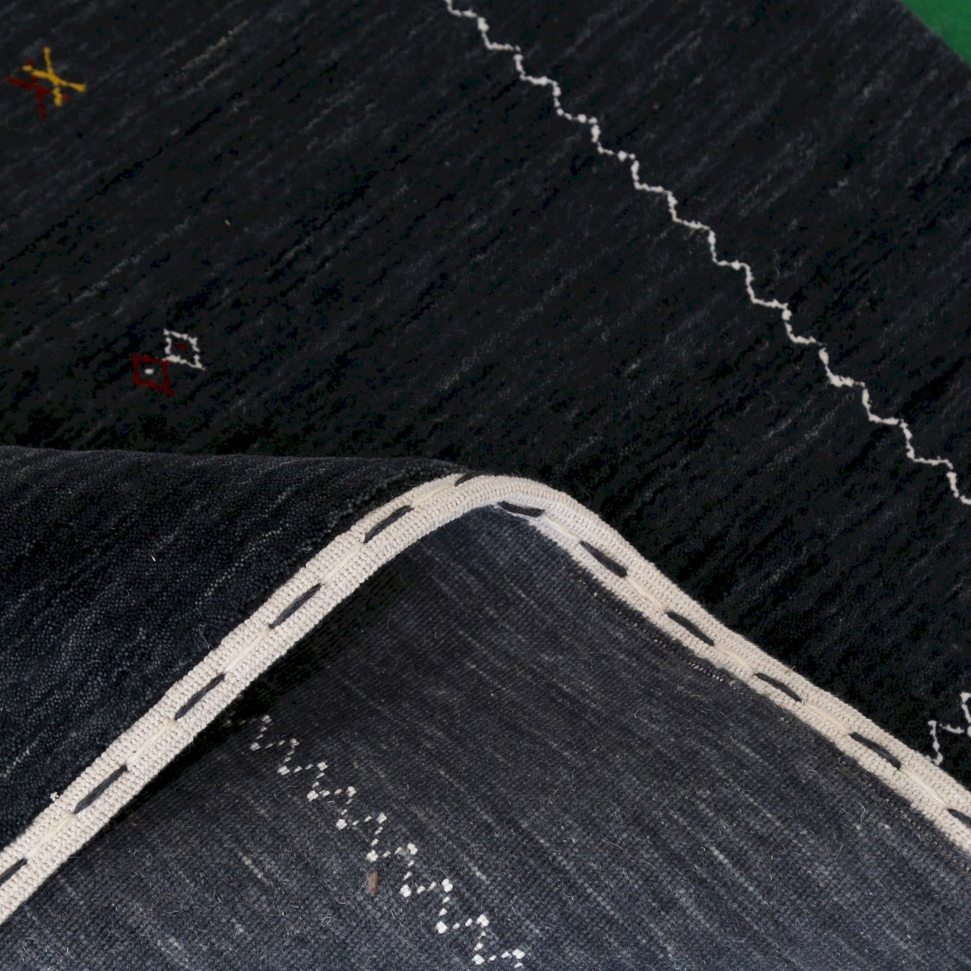 Modern Charcoal And White Hand Loomed Wool Area Rug.