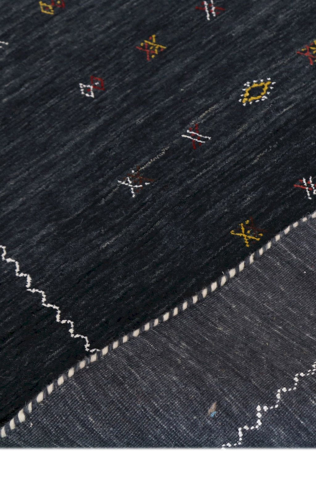 Modern Charcoal And White Hand Loomed Wool Area Rug.