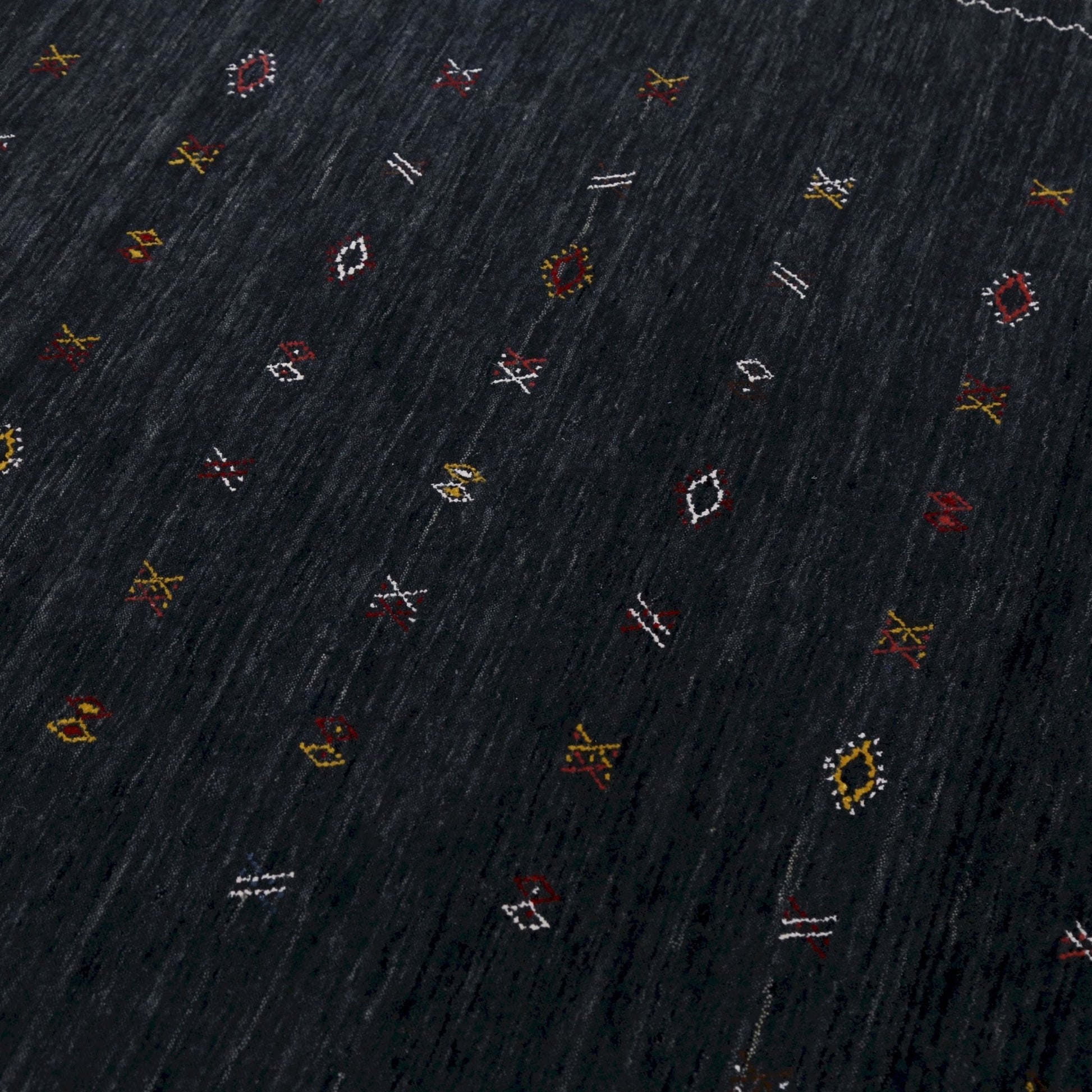 Modern Charcoal And White Hand Loomed Wool Area Rug.