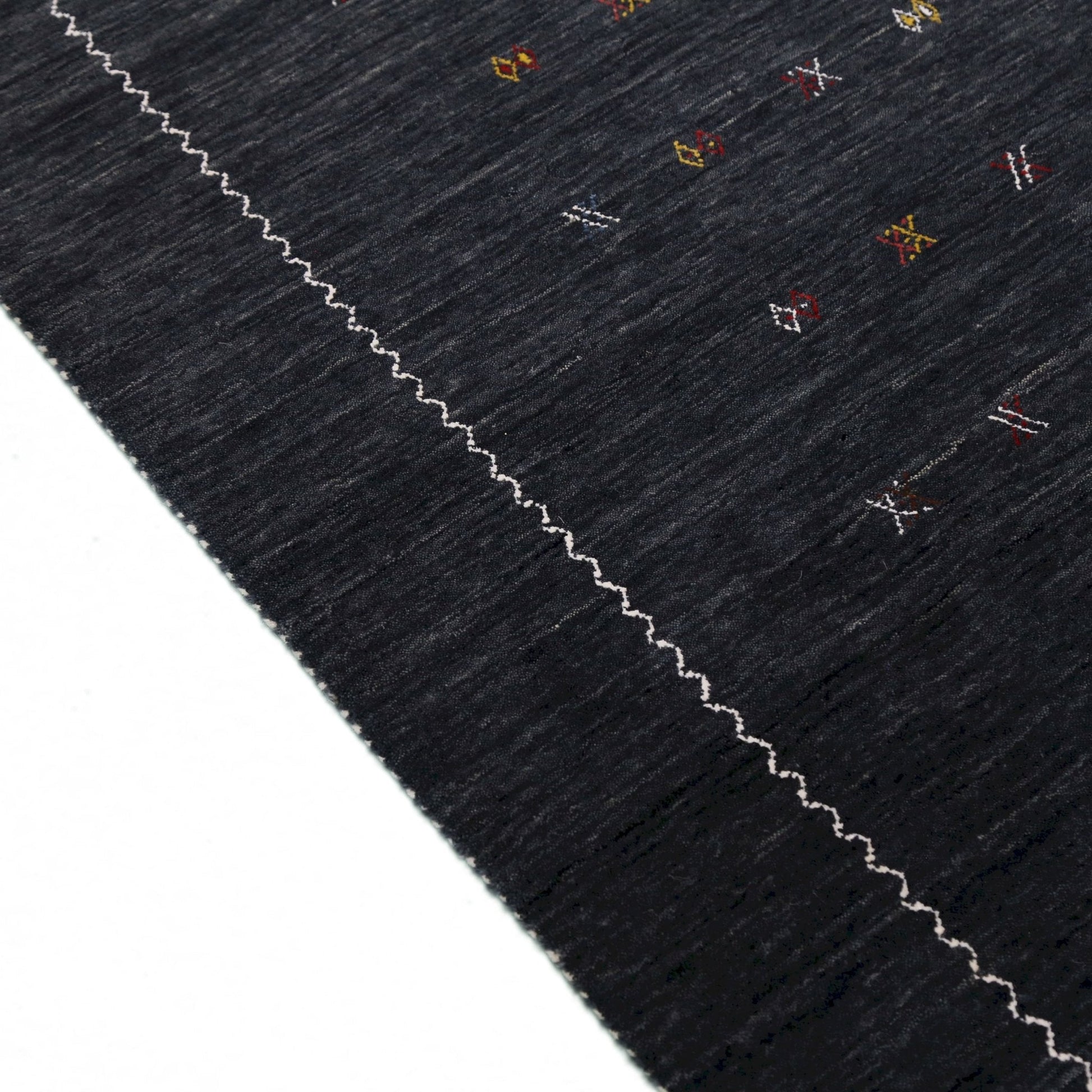 Modern Charcoal And White Hand Loomed Wool Area Rug.