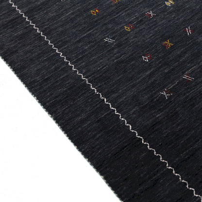 Modern Charcoal And White Hand Loomed Wool Area Rug.