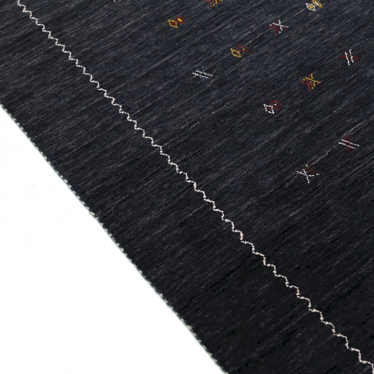 Modern Charcoal And White Hand Loomed Wool Area Rug.