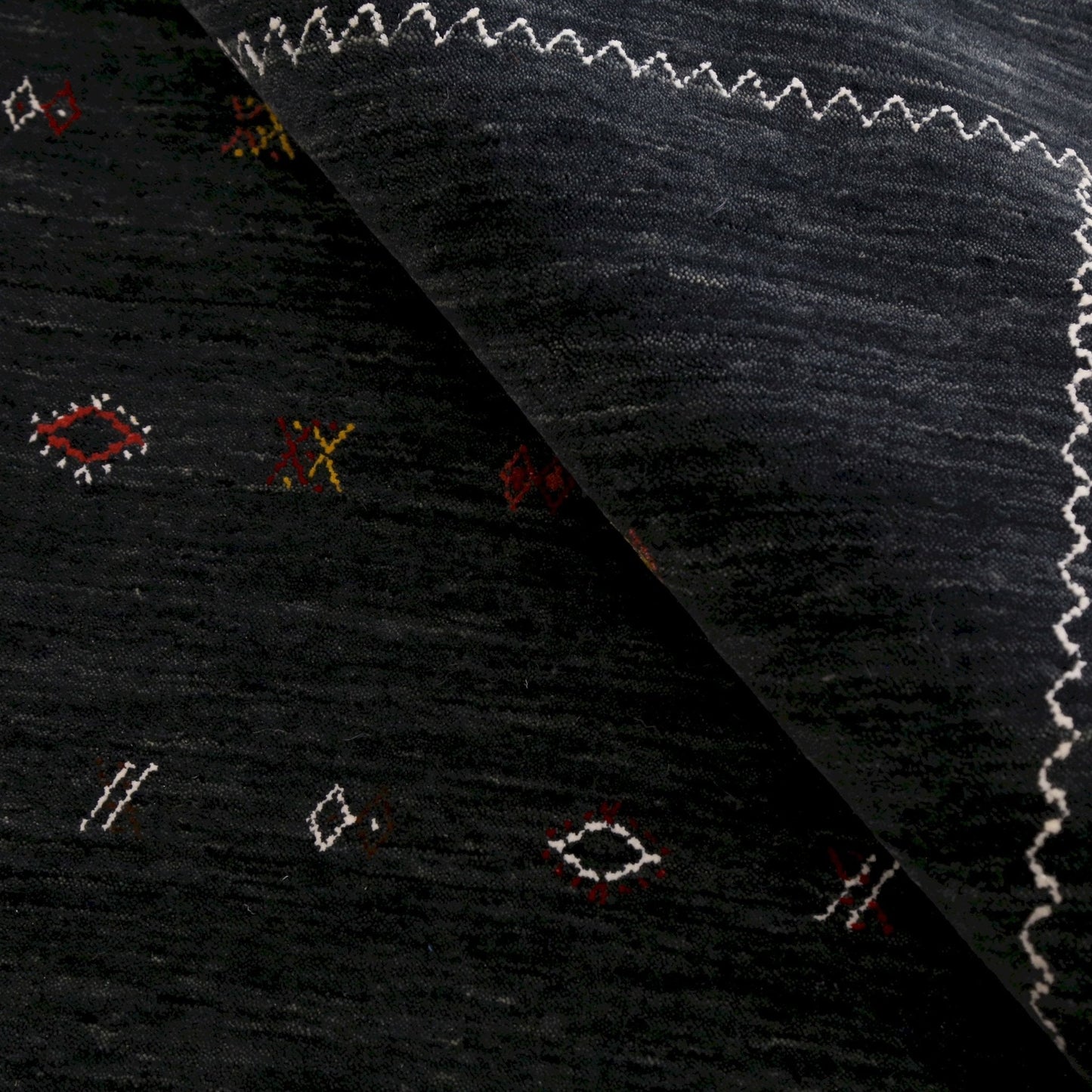 Modern Charcoal And White Hand Loomed Wool Area Rug.