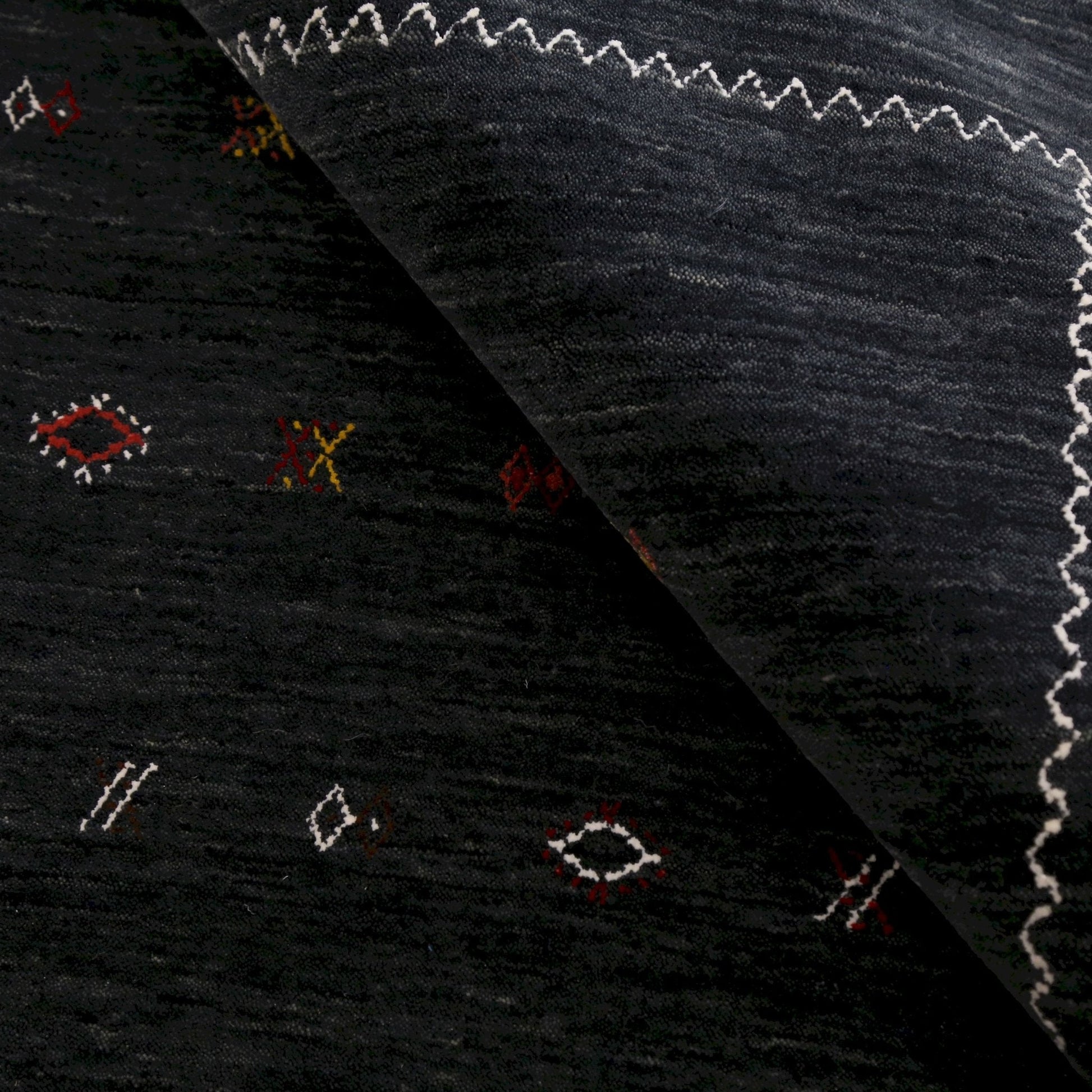 Modern Charcoal And White Hand Loomed Wool Area Rug.