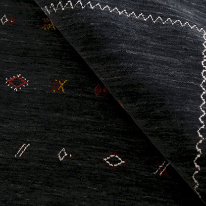 Modern Charcoal And White Hand Loomed Wool Area Rug.
