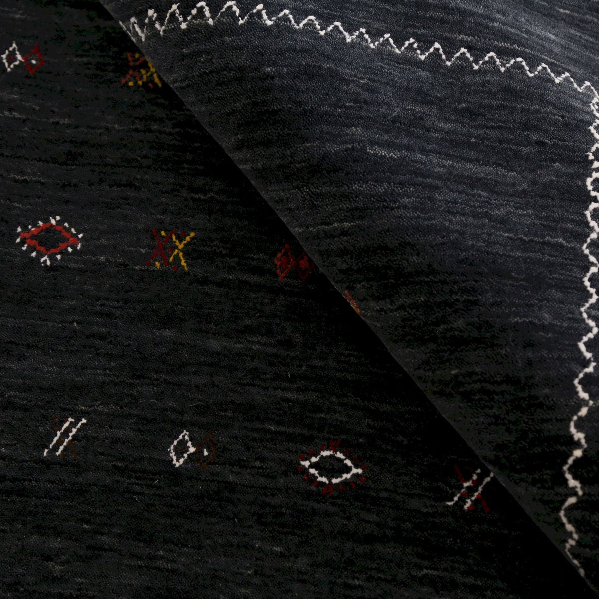 Modern Charcoal And White Hand Loomed Wool Area Rug.
