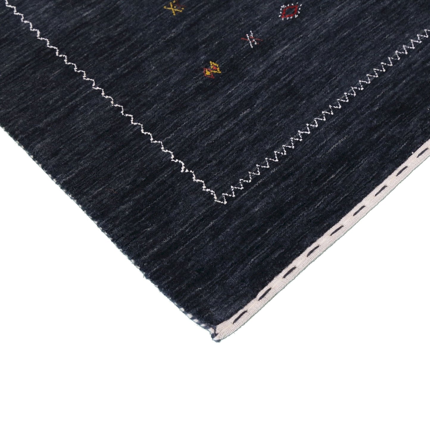 Modern Charcoal And White Hand Loomed Wool Area Rug.