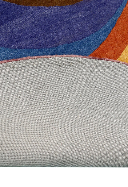 Modern Circles Style Colorful Hand Tufted 5x7 Wool Rug.