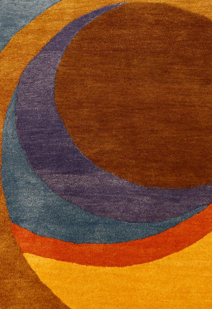 Modern Circles Style Colorful Hand Tufted 5x7 Wool Rug
