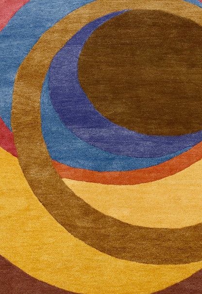 Modern Circles Style Colorful Hand Tufted 5x7 Wool Rug