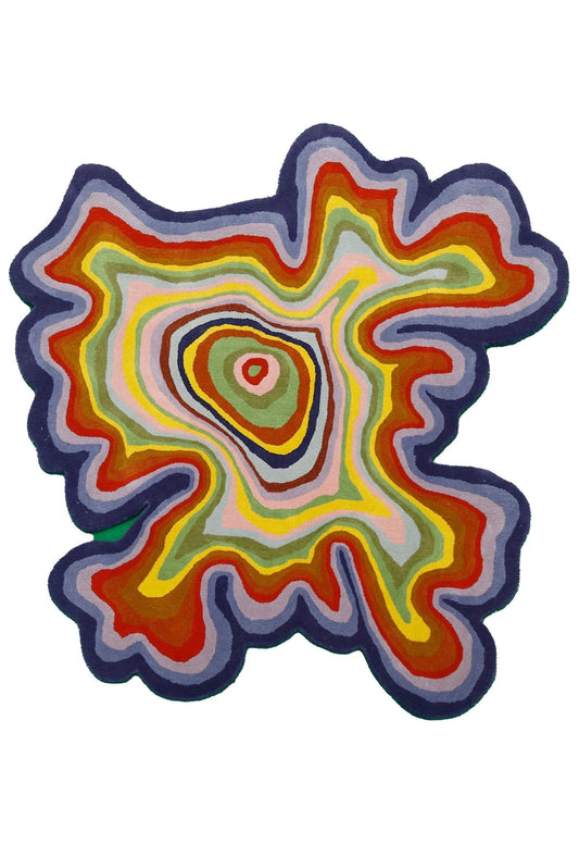 Modern Colorburst Ripple Hand Tufted 6x6 Wool Rug