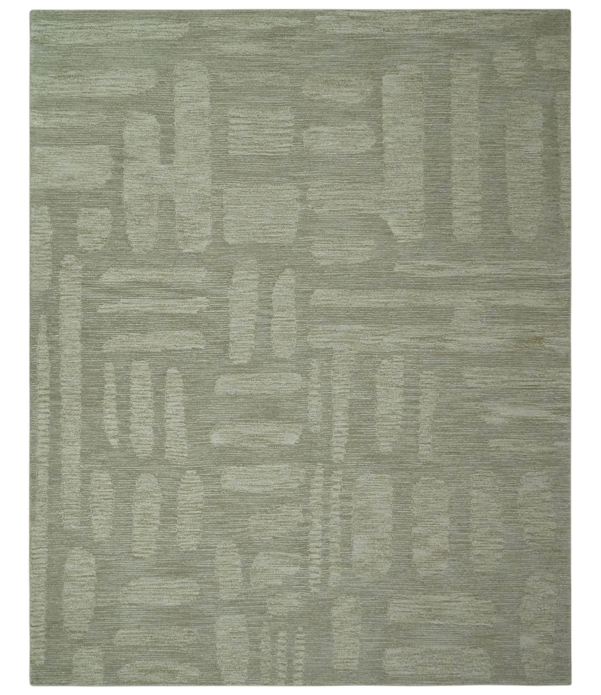 Modern Contemporarry Olive and Ivory Hand Tufted Custom Made wool rug.