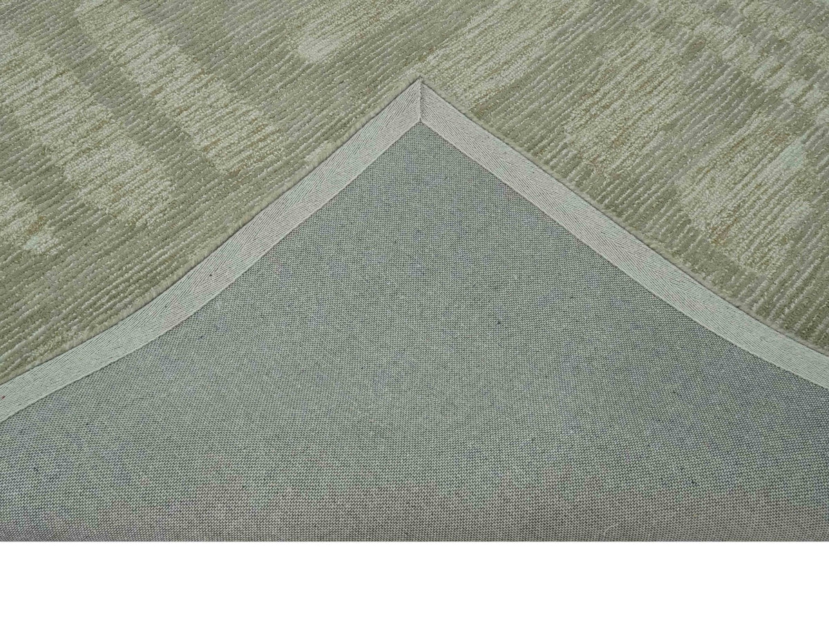 Modern Contemporarry Olive and Ivory Hand Tufted Custom Made wool rug.