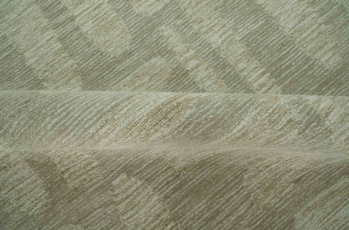 Modern Contemporarry Olive and Ivory Hand Tufted Custom Made wool rug.