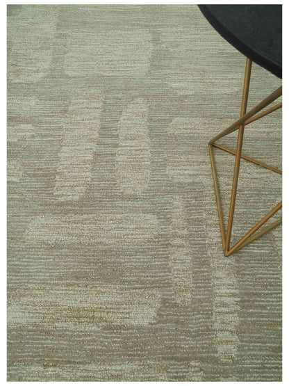 Modern Contemporarry Olive and Ivory Hand Tufted Custom Made wool rug.